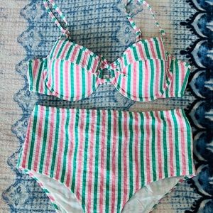 J. Crew Seersucker Bikini size S